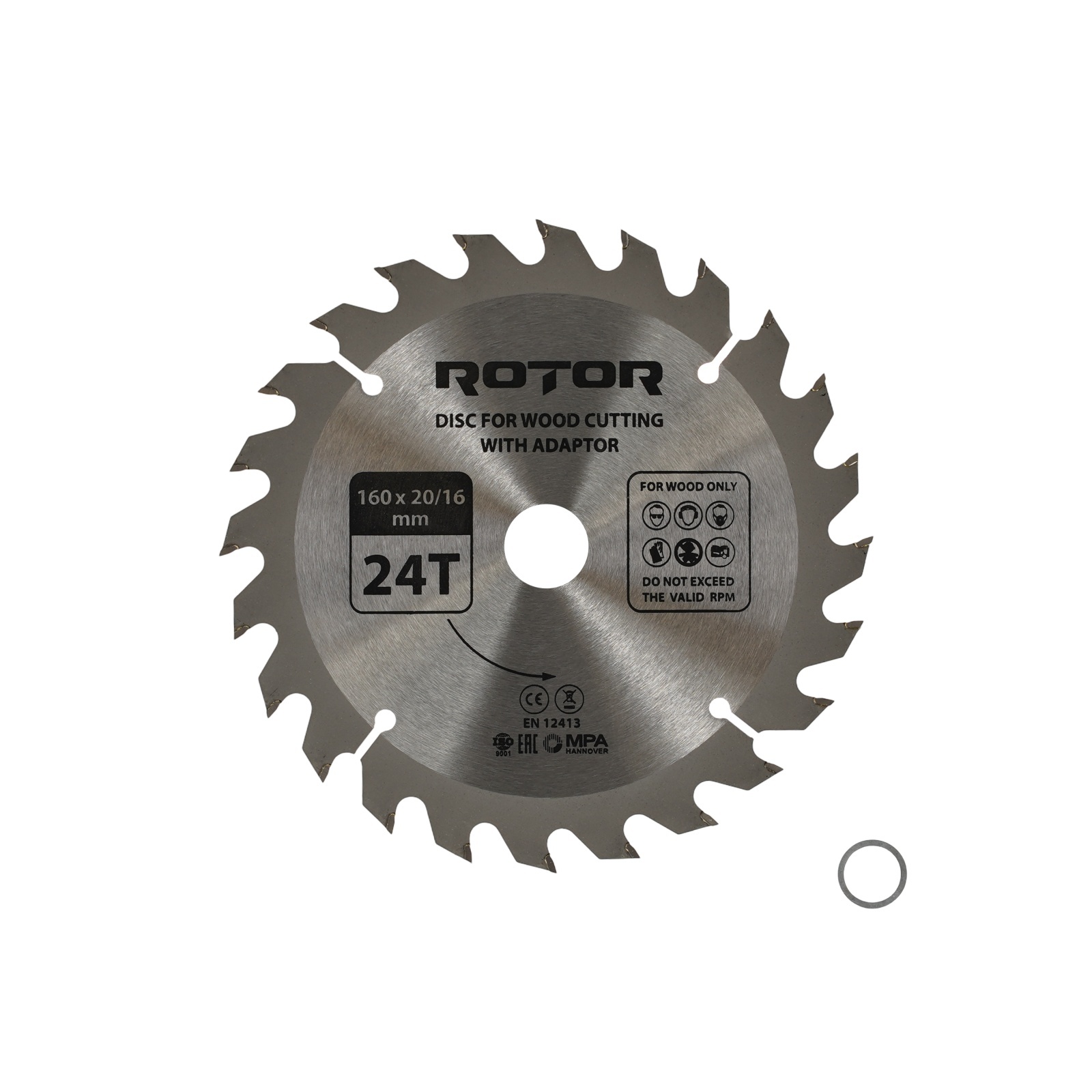 Disc taiat lemn ROTOR 160*20/16 cu adaptor 24T – In lucru Disc taiat lemn ROTOR 160*20/16 cu adaptor 24T - In lucru