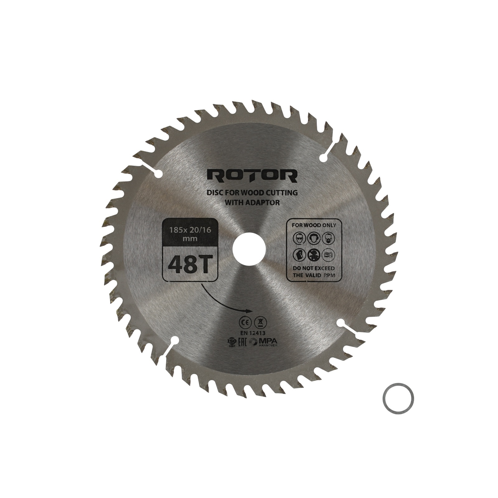 Disc taiat lemn ROTOR 185*20/16 cu adaptor 48T – In lucru Disc taiat lemn ROTOR 185*20/16 cu adaptor 48T - In lucru