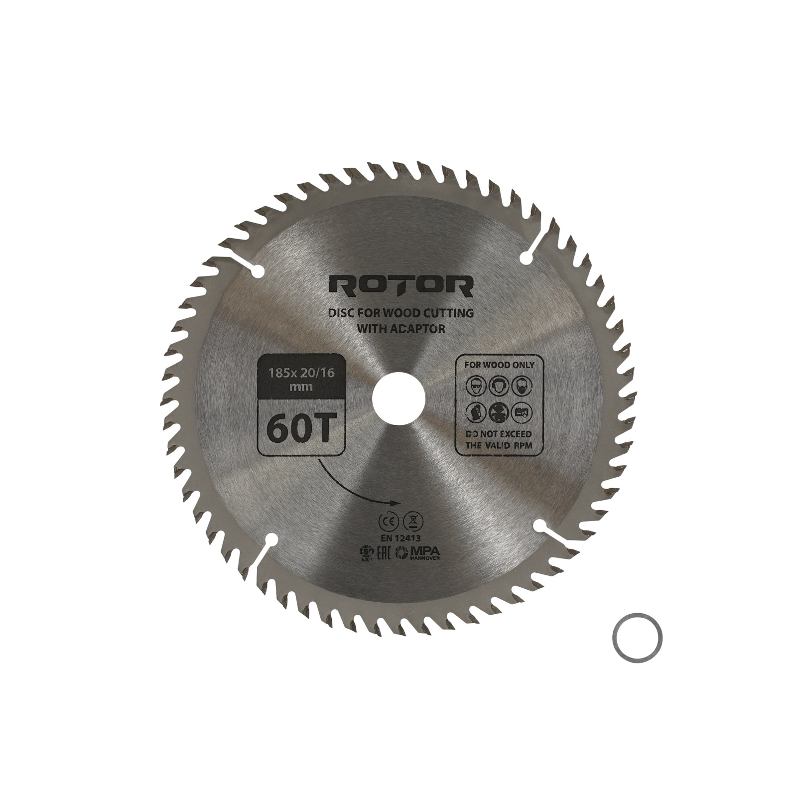 Disc taiat lemn ROTOR 185*20/16 cu adaptor 60T – In lucru Disc taiat lemn ROTOR 185*20/16 cu adaptor 60T - In lucru