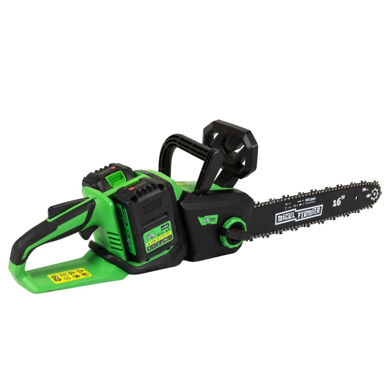 Drujba electrica Micul Fermier 40V 2x4Ah 16″ Brushless – In lucru Drujba electrica Micul Fermier 40V 2x4Ah 16" Brushless - In lucru