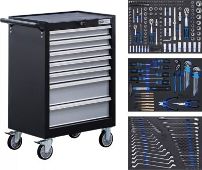Dulap de scule cu 7 sertare echipat cu 263 piese, BGS 6062