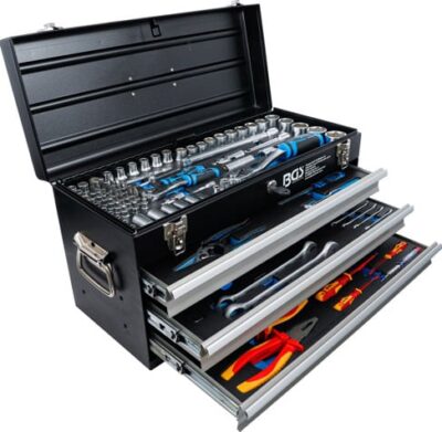 Dulap de scule pentru electricieni cu 3 sertare, 147 piese, BGS 3350