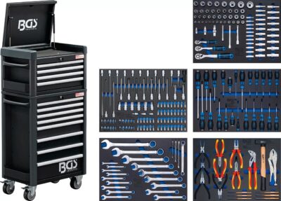 Dulap de scule Workshop Standard Max cu 8 sertare + dulap de scule cu 4 sertare montat in partea superioara, BGS 4088