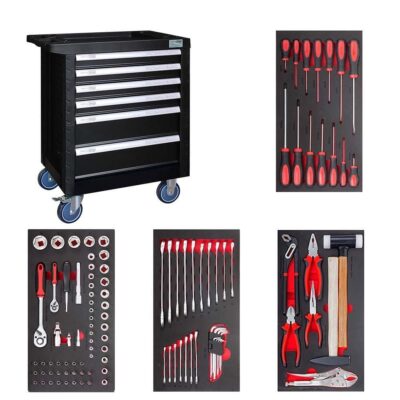 Dulap mobil cu 6 sertare echipat cu scule, 107 piese, MARCO TOOLS