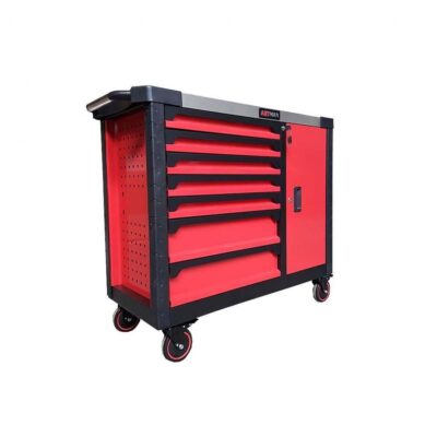 Dulap mobil cu 7 sertare si 1 spatiu mare de depozitare echipat cu scule, 107 piese - SimpleTools