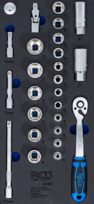 Echipare pentru dulap 1/3, set tubulare si actionari 3/8", 26 piese, BGS 4052