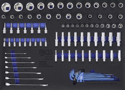 Echipare pentru dulap 3/3, set tubulare si chei combinate in inch, 90 bucati, BGS 4020