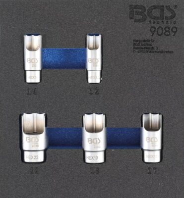 Echipare pentru dulap, set tubulare speciale pentru conectori cu cot, act.3/8", 5 piese, BGS 9089