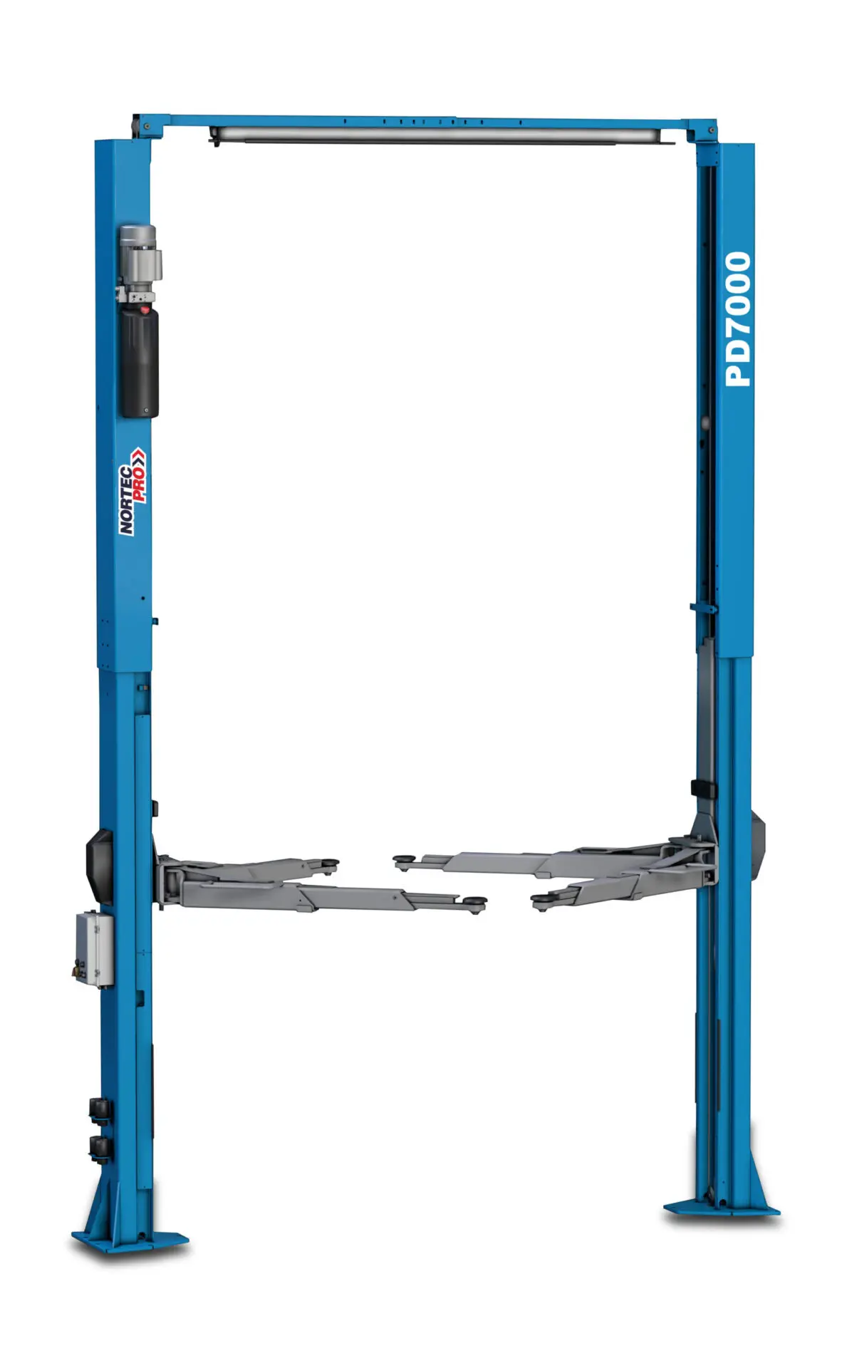 Elevator cu doua coloane electro-hidraulic traversa superioara 7 T Nortec Pro – Elevatoare Elevator cu doua coloane electro-hidraulic traversa superioara 7 T Nortec Pro - Elevatoare