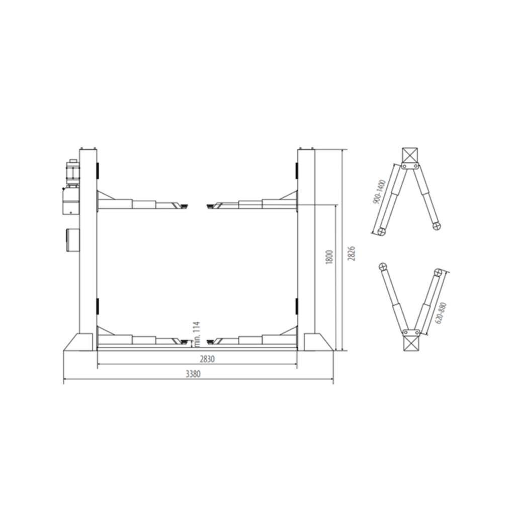 Elevator electrohidraulic, doua coloane, 4 tone, Nortec Pro - SimpleTools