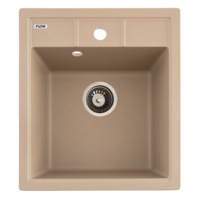 FCB-4651BS/1, Chiuveta de bucatarie din granit cu o cuva, seria BRICK, Sahara, 460x515x200 mm, FLOW