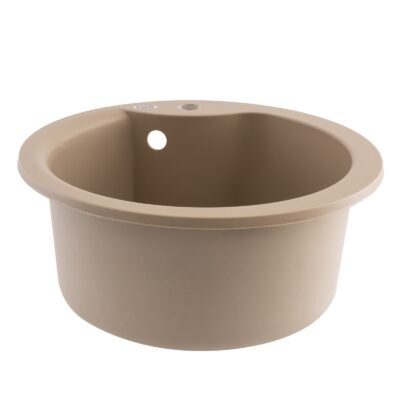 FCB-485WS/1, Chiuveta de bucatarie din granit cu cuva rotunda, seria WAVE, Sahara, 485x210 mm, FLOW - In lucru