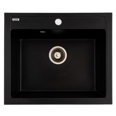 FCB-5949PBM/1, Chiuveta de bucatarie din granit cu o cuva, seria PRIZMA, Black/Metallic, 590x495x200 mm, FLOW
