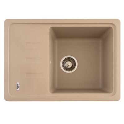 FCB-6143SS/1T, Chiuveta de bucatarie din granit cu o cuva si scurgator, seria SLIM, Sahara, 615x430x200 mm, FLOW