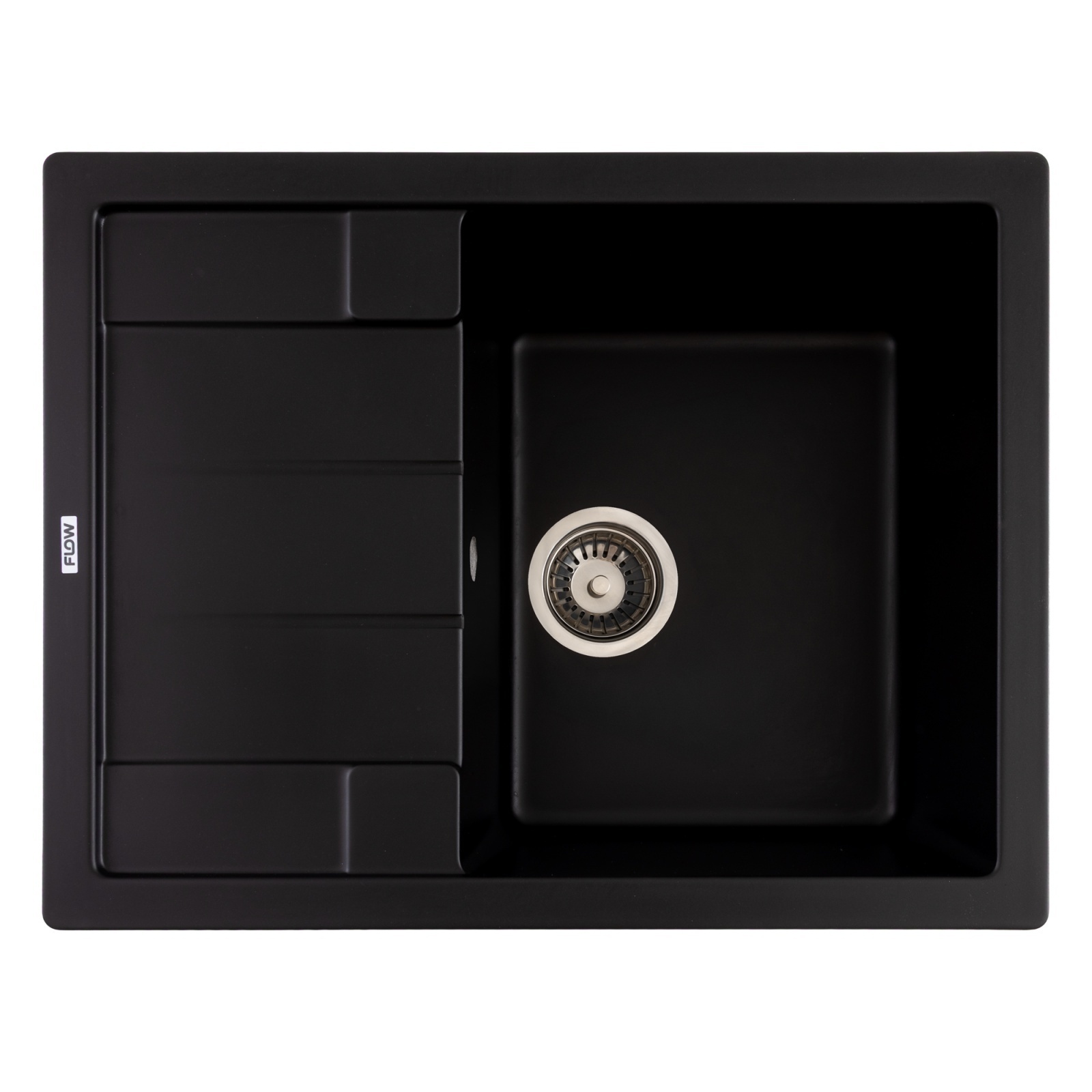 FCB-6449ABA/1T, Chiuveta de bucatarie din granit cu o cuva si scurgator, seria ANILA, Black/Anthracite, 645x495x200 mm, FLOW – In lucru FCB-6449ABA/1T, Chiuveta de bucatarie din granit cu o cuva si scurgator, seria ANILA, Black/Anthracite, 645x495x200 mm, FLOW - In lucru