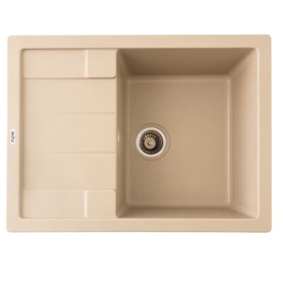 FCB-6449AS/1T, Chiuveta de bucatarie din granit cu o cuva si scurgator, seria ANILA, Sahara, 645x495x200 mm, FLOW