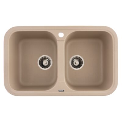 FCB-7647TS/2, Chiuveta de bucatarie din granit cu doua cuve, seria TWINS, Sahara, 765x470x190 mm, FLOW