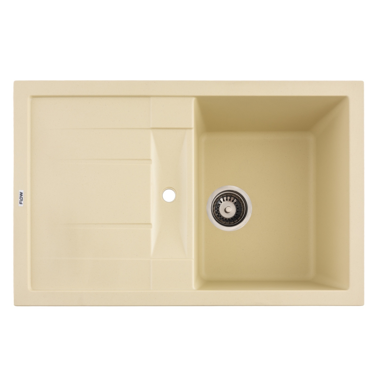 FCB-7749FI/1.5T, Chiuveta de bucatarie din granit cu o cuva si scurgator, seria FORT, Ivory, 775x495x200 mm, FLOW – In lucru FCB-7749FI/1.5T, Chiuveta de bucatarie din granit cu o cuva si scurgator, seria FORT, Ivory, 775x495x200 mm, FLOW - In lucru