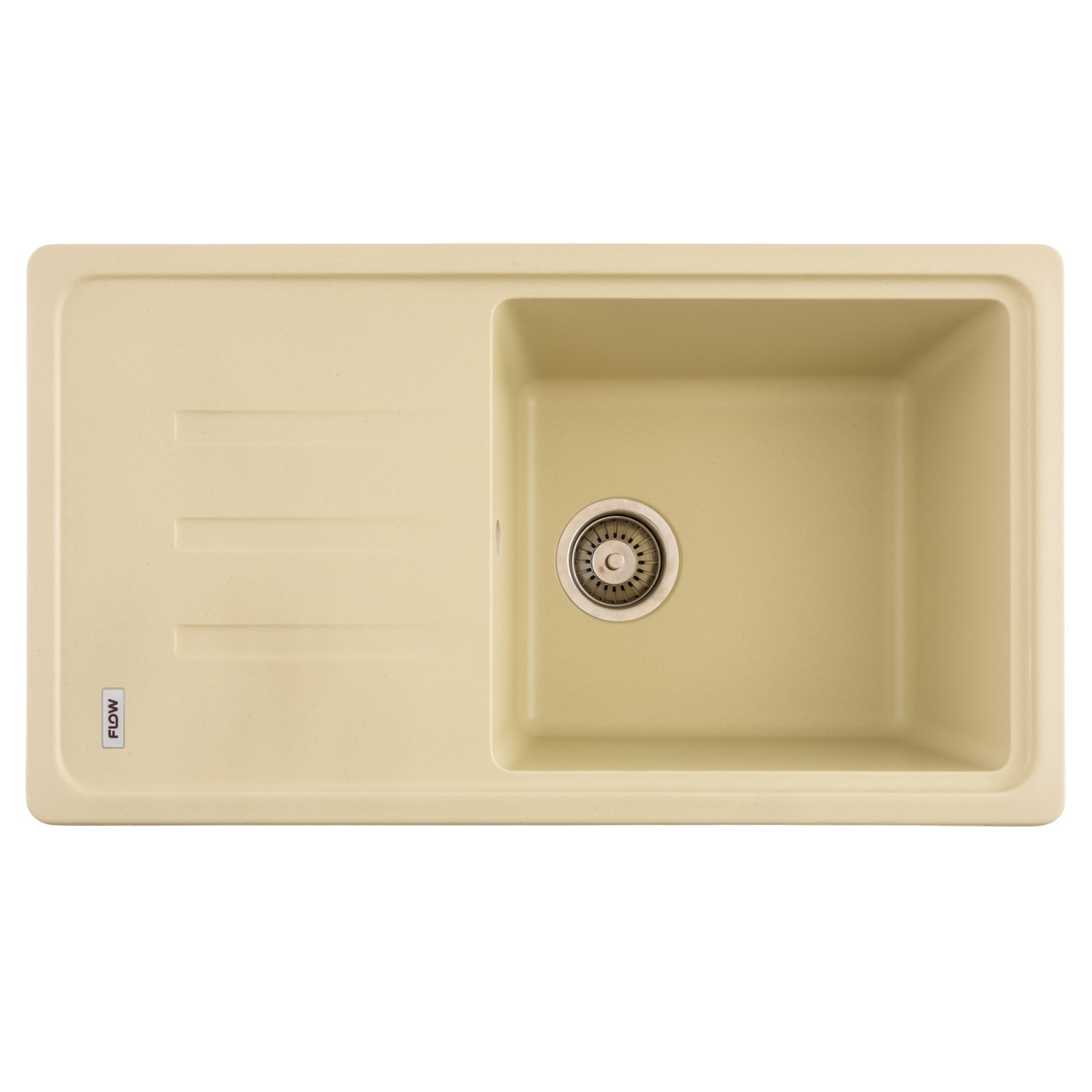 FCB-7843SLI/1T, Chiuveta de bucatarie din granit cu o cuva si scurgator, seria SLIM LONG, Ivory, 780x435x200 mm, FLOW – In lucru FCB-7843SLI/1T, Chiuveta de bucatarie din granit cu o cuva si scurgator, seria SLIM LONG, Ivory, 780x435x200 mm, FLOW - In lucru