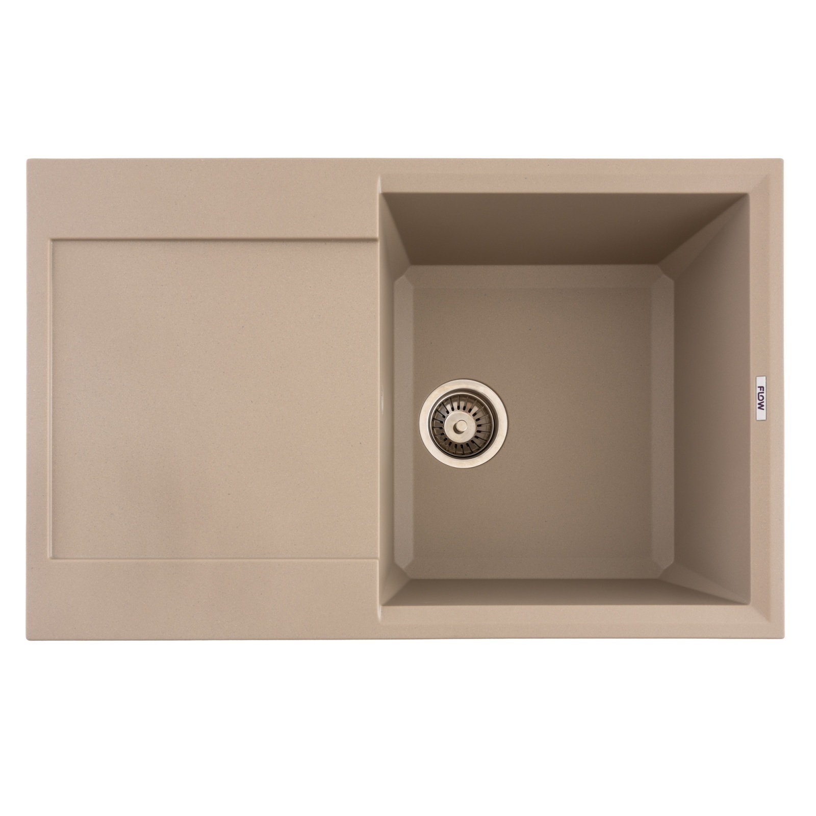 FCB-7849HS/1T, Chiuveta de bucatarie din granit cu o cuva si scurgator, seria HORIZON, Sahara, 780x495x230 mm, FLOW – In lucru FCB-7849HS/1T, Chiuveta de bucatarie din granit cu o cuva si scurgator, seria HORIZON, Sahara, 780x495x230 mm, FLOW - In lucru