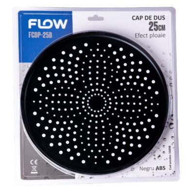 FCDP-25B Cap de duș 25 cm tip ploaie, negru ABS, FLOW