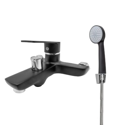 FL 183-FD439ZB, Baterie cada cu para de dus, zinc, Negru/Crom, FLOW