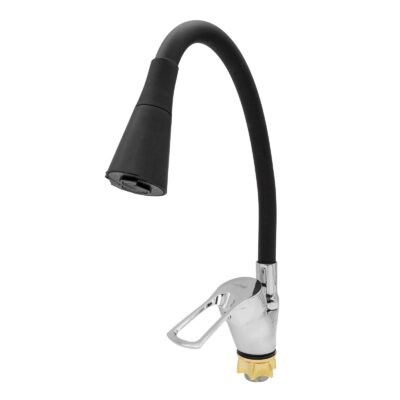 FL XI-CD452ZB, Baterie bucatarie cu pipa flexibila 2 functii, zinc, negru, FLOW