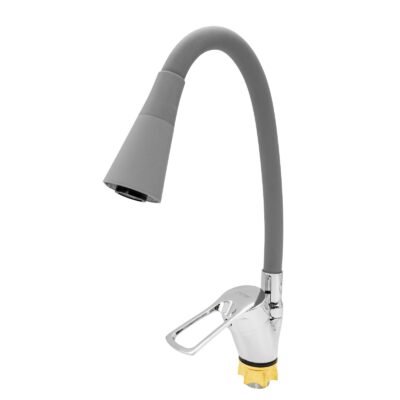FL XI-CG452ZG, Baterie bucatarie cu pipa flexibila 2 functii, zinc, Gri/Crom, FLOW
