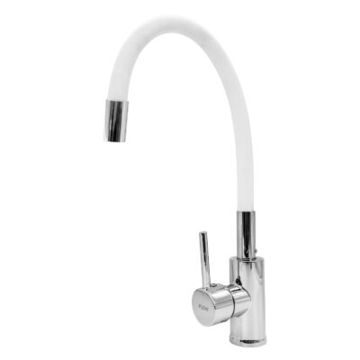 FL XI-CW451ZW, Baterie bucatarie cu pipa flexibila, zinc, alb, FLOW