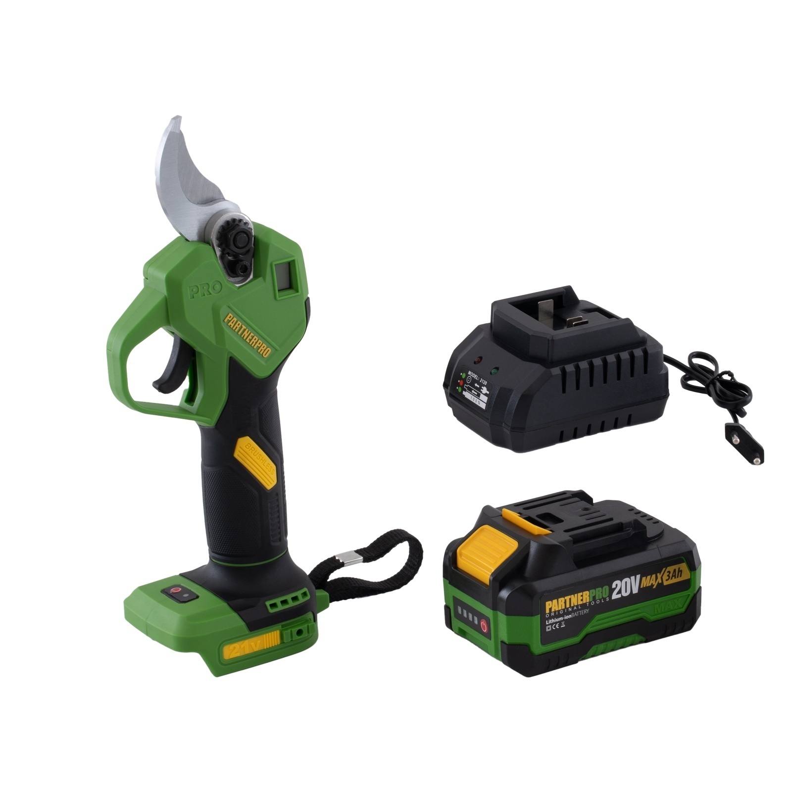 Foarfeca de gradina pe acumulator PARTNERPRO PP-FE3A, 1 x acumulator 20V / 3Ah , Brushless , 320 W – In lucru Foarfeca de gradina pe acumulator PARTNERPRO PP-FE3A, 1 x acumulator 20V / 3Ah , Brushless , 320 W - In lucru