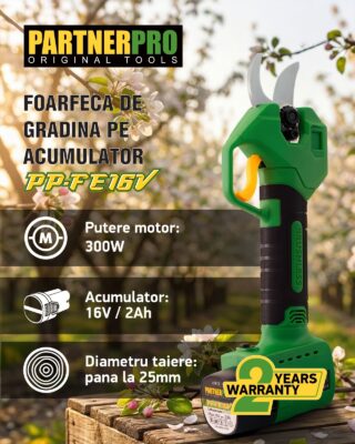 Foarfecă electrică cu acumulator PARTNERPRO PP-FE16V, 16V / 2Ah, 300 W, 200 N