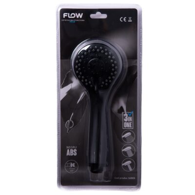 FPD-2B Cap de duș multifuncțional 3 în 1, negru ABS, FLOW