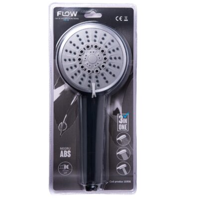 FPD-3B Cap de duș multifuncțional 3 în 1, negru ABS, FLOW