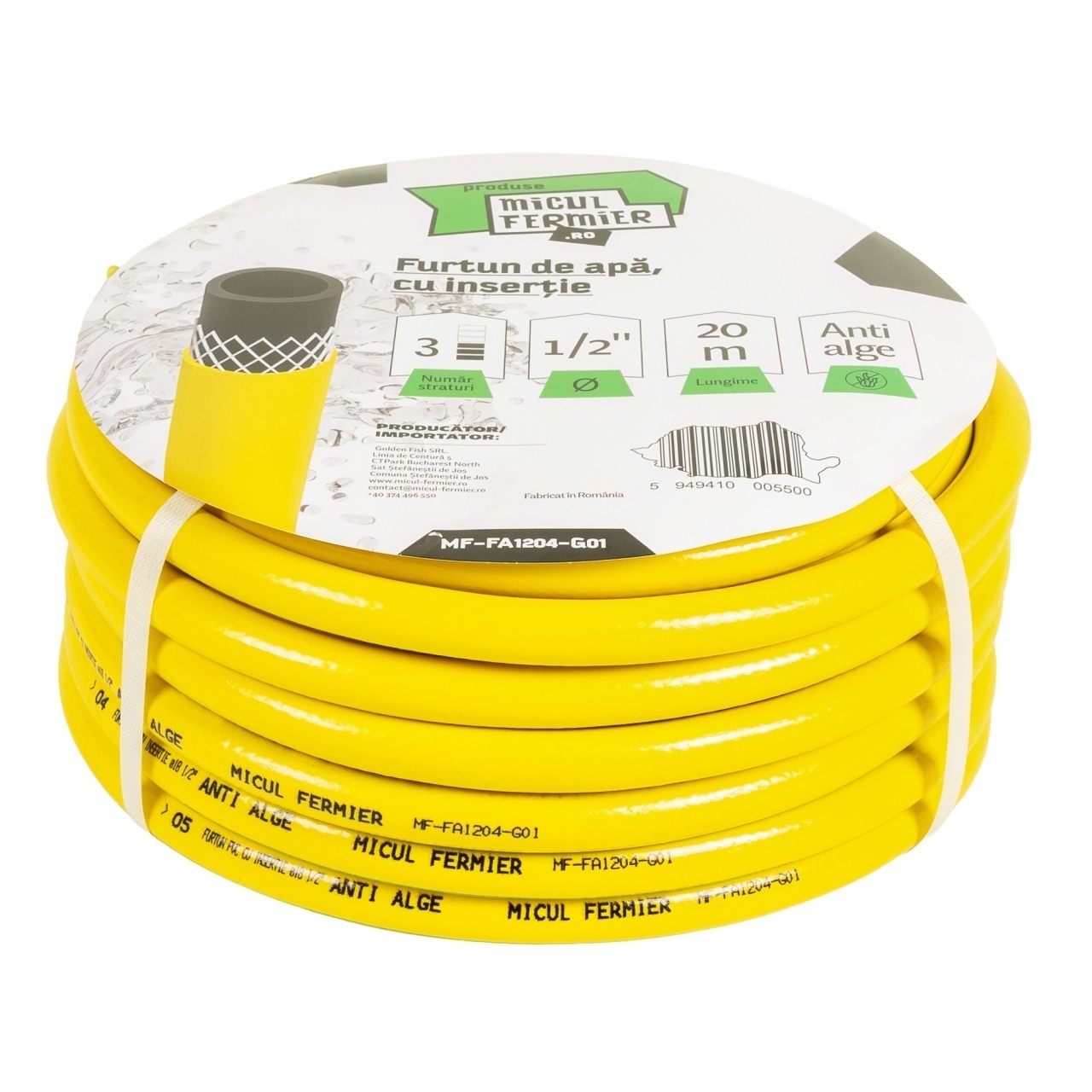 Furtun apa Micul Fermier, diametru 1/2″ , lungime 20m, cu insertie, galben – Racorduri push-in si furtunuri Furtun apa Micul Fermier, diametru 1/2" , lungime 20m, cu insertie, galben - Racorduri push-in si furtunuri