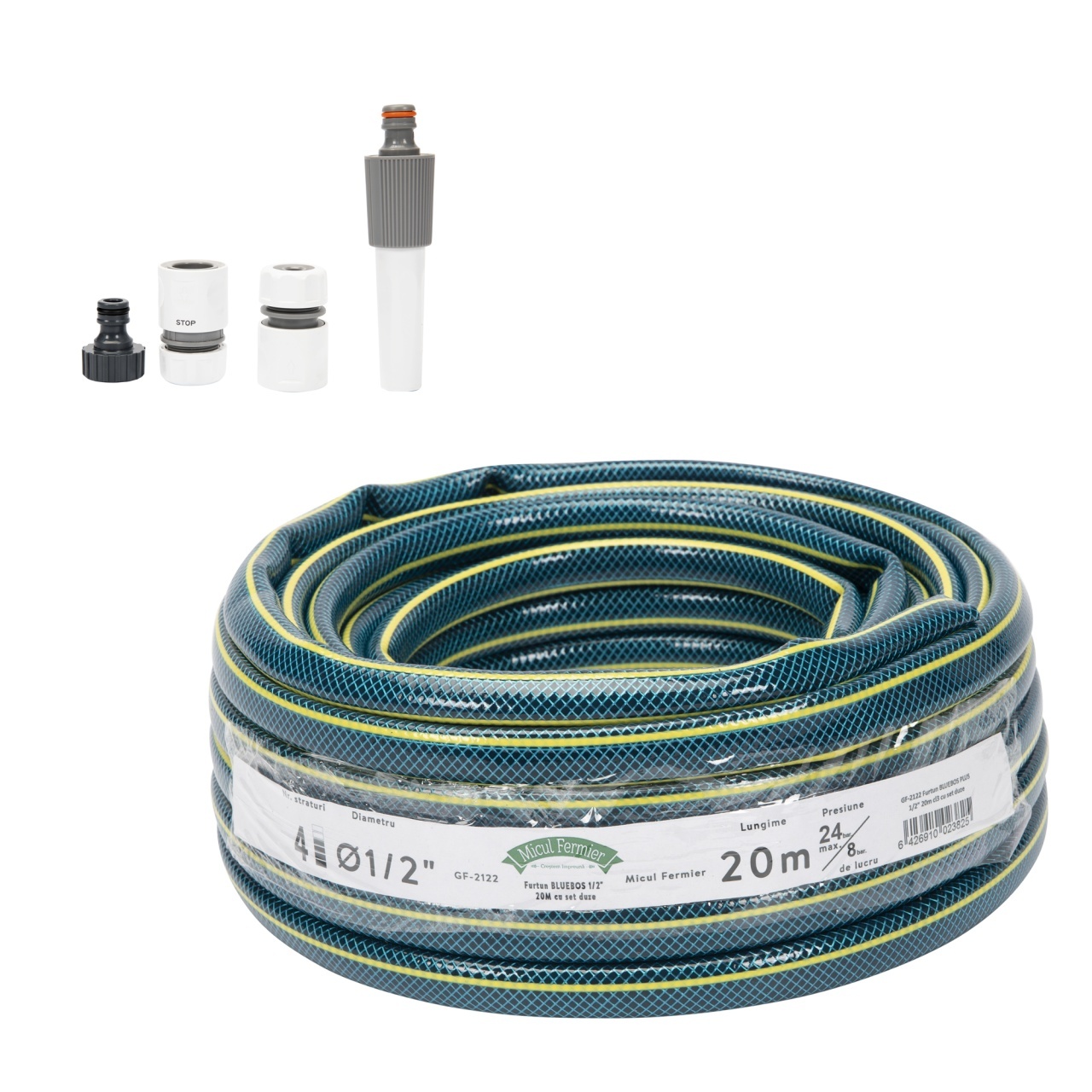 Furtun BLUEBOS PLUS 1/2″ 20m cu set duze – Unelte de irigat Furtun BLUEBOS PLUS 1/2" 20m cu set duze - Unelte de irigat