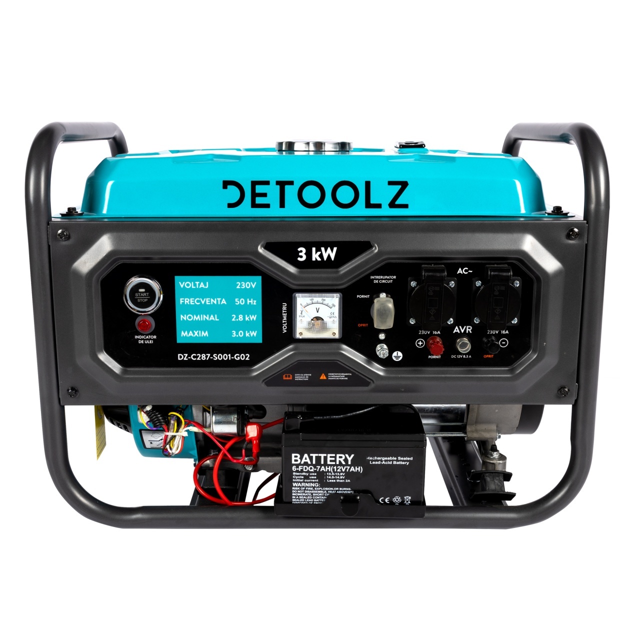 Generator Detoolz 3kW 2P230 B4T pornire electrica 15L fara roti G02 – In lucru Generator Detoolz 3kW 2P230 B4T pornire electrica 15L fara roti G02 - In lucru