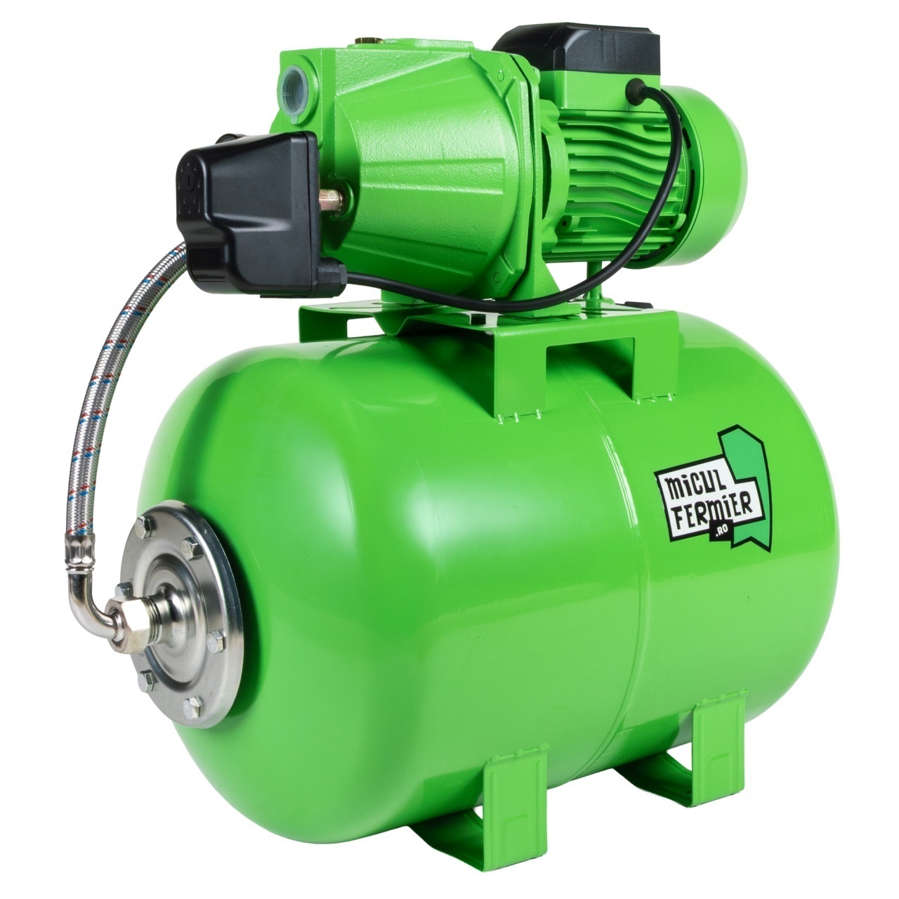 Hidrofor Micul Fermier 1.5 kW, debit maxim 3000l/h, inaltime maxima de pompare 53m, corp pompa fonta, butelie 50L – In lucru Hidrofor Micul Fermier 1.5 kW, debit maxim 3000l/h, inaltime maxima de pompare 53m, corp pompa fonta, butelie 50L - In lucru