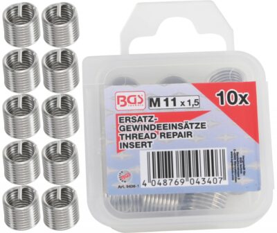 Insertii Helicoil pentru reparatii filete M11x1.5, 10 piese, BGS 9436-1
