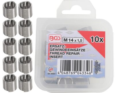 Insertii Helicoil pentru reparatii filete M14x1.5, 10 piese, BGS 9430-1