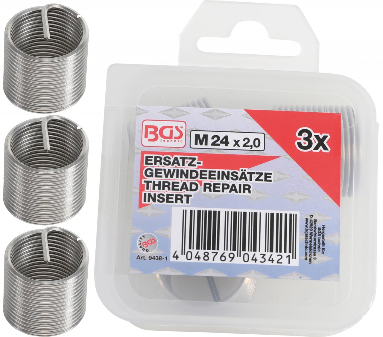 Insertii Helicoil pentru reparatii filete M24x2.0, 3 piese, BGS 9438-1 – Reparatie filete Insertii Helicoil pentru reparatii filete M24x2.0, 3 piese, BGS 9438-1 - Reparatie filete