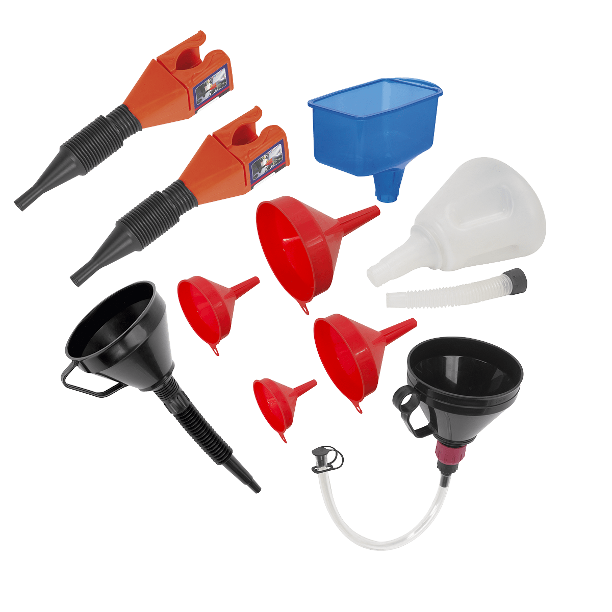 Kit palnii pentru adaugare ulei si alte lichide, 10 piese – In lucru Kit palnii pentru adaugare ulei si alte lichide, 10 piese - In lucru