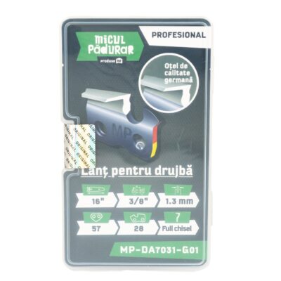 Lant Micul Padurar Profesional, 16", pas 3/8", grosime pinten 1.3mm, 57 pinteni, 28 dinti, full-chisel
