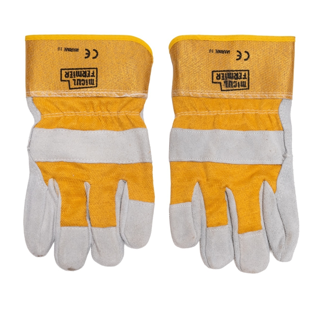 Manusi de lucru Micul Fermier, piele gri/galben, 10 – In lucru Manusi de lucru Micul Fermier, piele gri/galben, 10 - In lucru