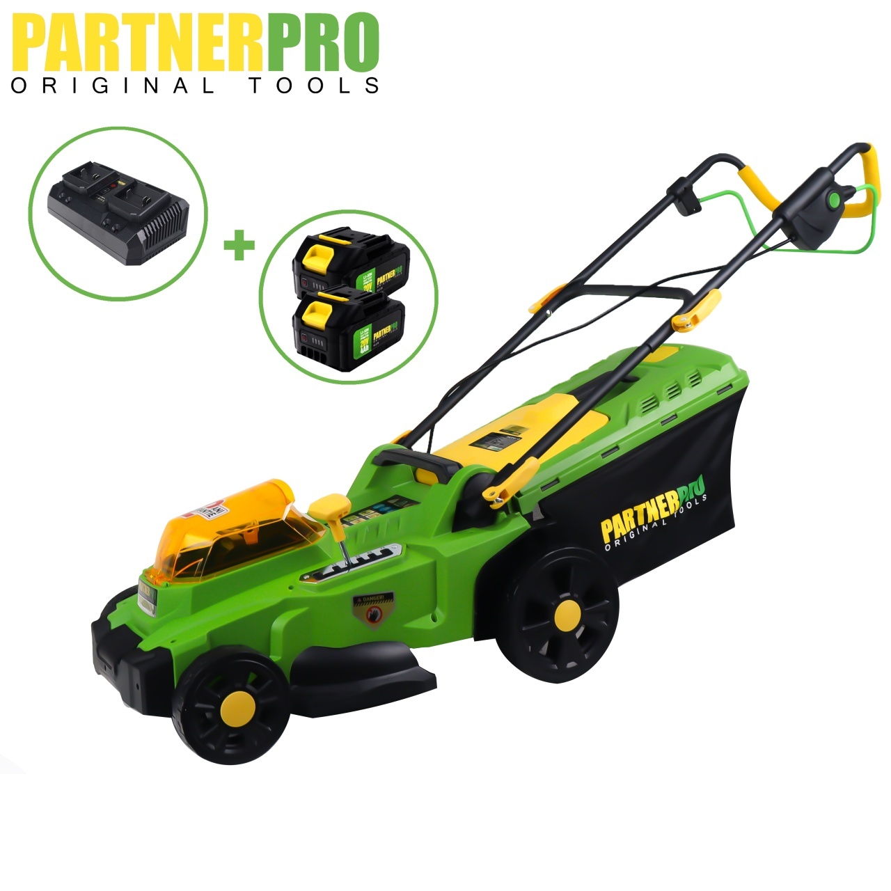 Masina de tuns gazon pe acumulator PARTNERPRO PP8A110-J , 2x20V 4Ah, 1 incarcator dublu, 3300 rpm , 35 L – In lucru Masina de tuns gazon pe acumulator PARTNERPRO PP8A110-J , 2x20V 4Ah, 1 incarcator dublu, 3300 rpm , 35 L - In lucru