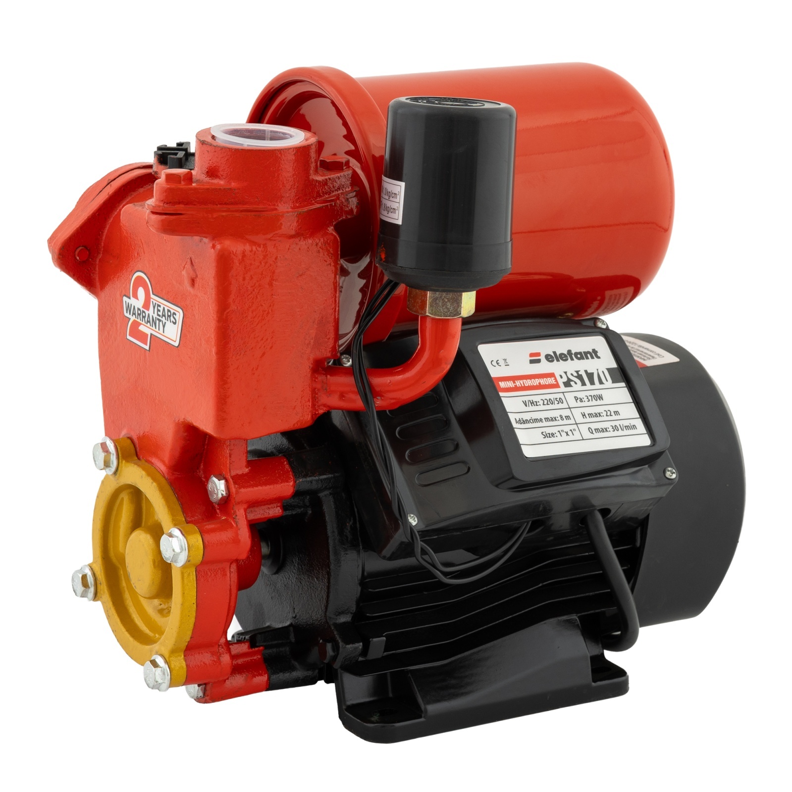 Mini hidrofor Elefant PS170, 370W, debit 40 l/min, înălțime refulare 40 m – Hidrofoare Mini hidrofor Elefant PS170, 370W, debit 40 l/min, înălțime refulare 40 m - Hidrofoare