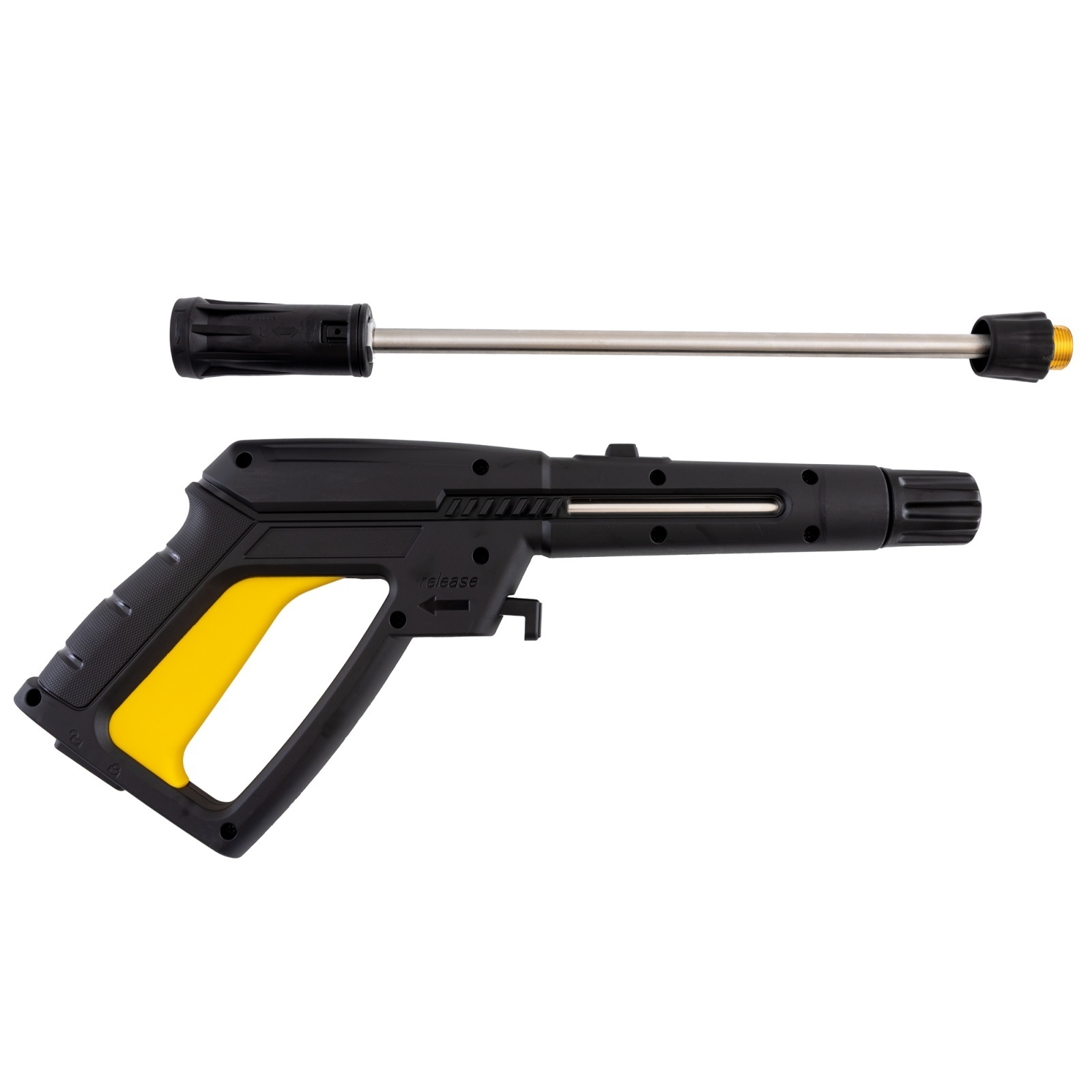 Pistol cu lance de pulverizare din inox pentru aparat de spălat cu presiune PARTNERPRO PP-G70 – In lucru Pistol cu lance de pulverizare din inox pentru aparat de spălat cu presiune PARTNERPRO PP-G70 - In lucru