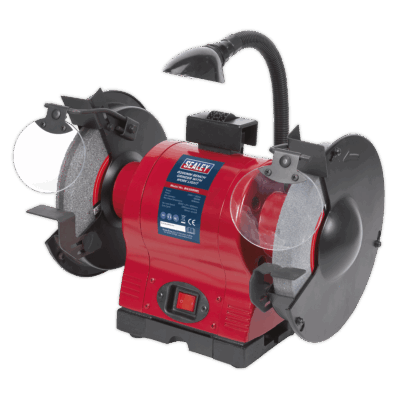Polizor de banc, Ø200mm, prevazut cu lampa, Sealey