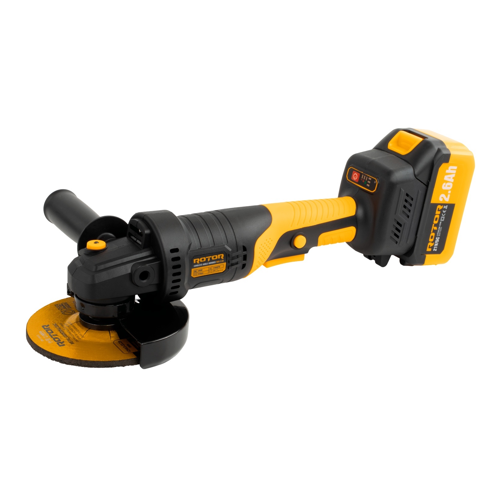 Polizor unghiular pe acumulator ROTOR RAG-2.6A, 21V/2,6 Ah, 600W, Brushless – Polizoare unghiulare si de banc Polizor unghiular pe acumulator ROTOR RAG-2.6A, 21V/2,6 Ah, 600W, Brushless - Polizoare unghiulare si de banc