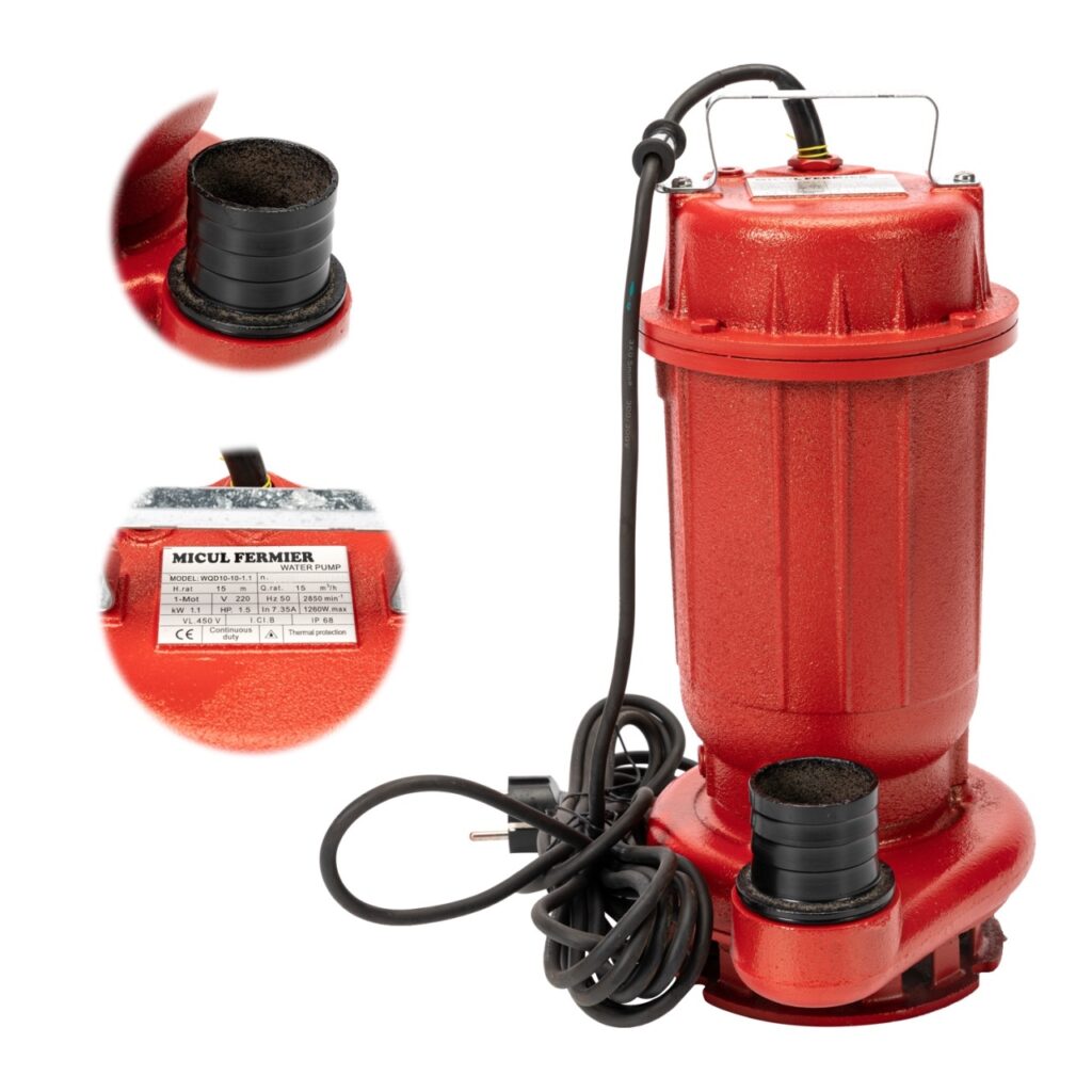 Pompa apa murdara Micul Fermier, 1.1 kW, debit maxim 15000 l/h, inaltime maxima de pompare 15m, corp pompa fonta - SimpleTools