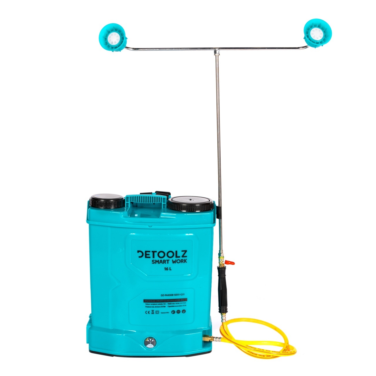 Pompa de stropit Detoolz, capacitate 16l, cu acumulator si amestecator – In lucru Pompa de stropit Detoolz, capacitate 16l, cu acumulator si amestecator - In lucru